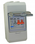 PLASTIC ENCLOSED 1PH SPD 230/400V 40KA + 1P 63A MCB + 100A 2P MAIN SW