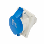 SCL 240V 16A BLUE INDUSTRIAL ANGLED PANEL MOUNT SOCKET 3 PIN IP44