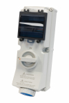 SCL 240V 16A BLUE INDUSTRIAL INTERLOCKED SOCKET WINDOW 3 PIN IP67