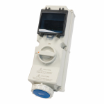 SCL 240V 32A BLUE INDUSTRIAL INTERLOCKED SOCKET WINDOW 3 PIN IP67 + 2P 40A RCCB