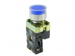 SCL 22mm ILLUMINATED P/BUTTON LED BLUE + 1 NC 110/230VAC