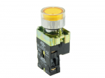SCL 22mm ILLUMINATED P/BUTTON LED YELLOW + 1 NO 24VAC/DC