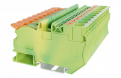 DINKLE DIN RAIL EARTH TERMINAL 10MM LEVER & PUSH IN SPRING CLAMP