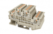 DINKLE DIN RAIL TERMINAL GREY 2+2 1.5MM PUSH IN SPRING CLAMP
