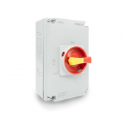 TELERGON F1 SWITCH DISCONNECTOR 32A 1000VDC IN ALUMINIUM ENCLOSURE RED/YELLOW HANDLE