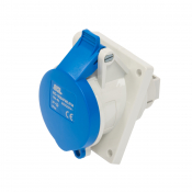 SCL 240V 16A BLUE INDUSTRIAL ANGLED PANEL MOUNT SOCKET 3 PIN IP44