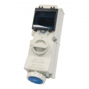 SCL 240V 32A BLUE INDUSTRIAL INTERLOCKED SOCKET WINDOW 3 PIN IP67 + 2P 40A RCCB