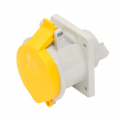 SCL 110V 32A YELLOW INDUSTRIAL PANEL MOUNT SOCKET 3 PIN IP44