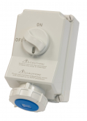 SCL 240V 63A BLUE INDUSTRIAL INTERLOCKED SOCKET 3 PIN IP67