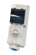 SCL 240V 63A BLUE INDUSTRIAL INTERLOCKED SOCKET WINDOW 3 PIN IP67
