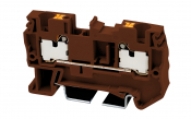 DINKLE DIN RAIL TERMINAL BROWN 4MM PUSH IN SPRING CLAMP
