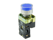 SCL 22mm ILLUMINATED P/BUTTON LED BLUE + 1 NC 110/230VAC