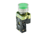 SCL 22mm ILLUMINATED P/BUTTON LED GREEN + 1 NO 110/230VAC