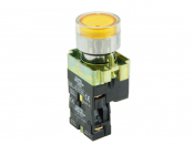 SCL 22mm ILLUMINATED P/BUTTON LED YELLOW + 1 NO 230VAC